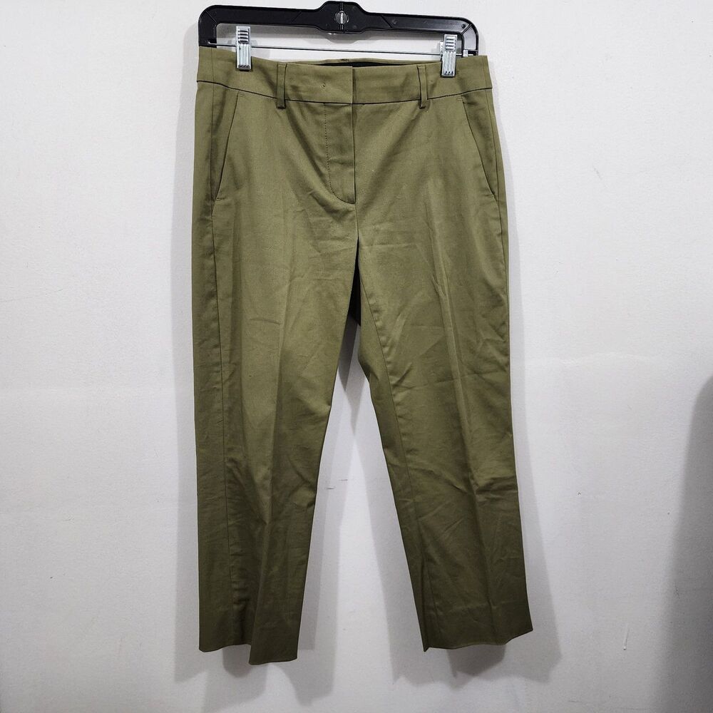 Max Mara Sportmax Chino Pants Green Mid-Rise Stretch Cropped Preppy Womens 6